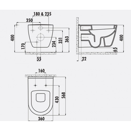 Petera / Hänge-Wc / Inkl. Softclosedeckel