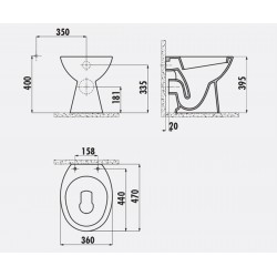 Stand-Wc / Hinterabfluss Kanal / Inkl. Solftclosedeckel