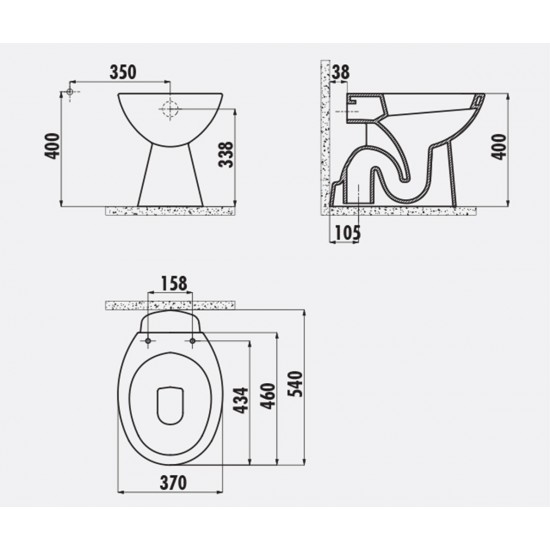 Stand-Wc / Untererabfluss Kanal / Inkl. Softclosedeckel